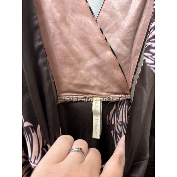 California Dynasty Slip Dress Nighty size Large Brown Pink Floral y2k feminine - Picture 3 of 5